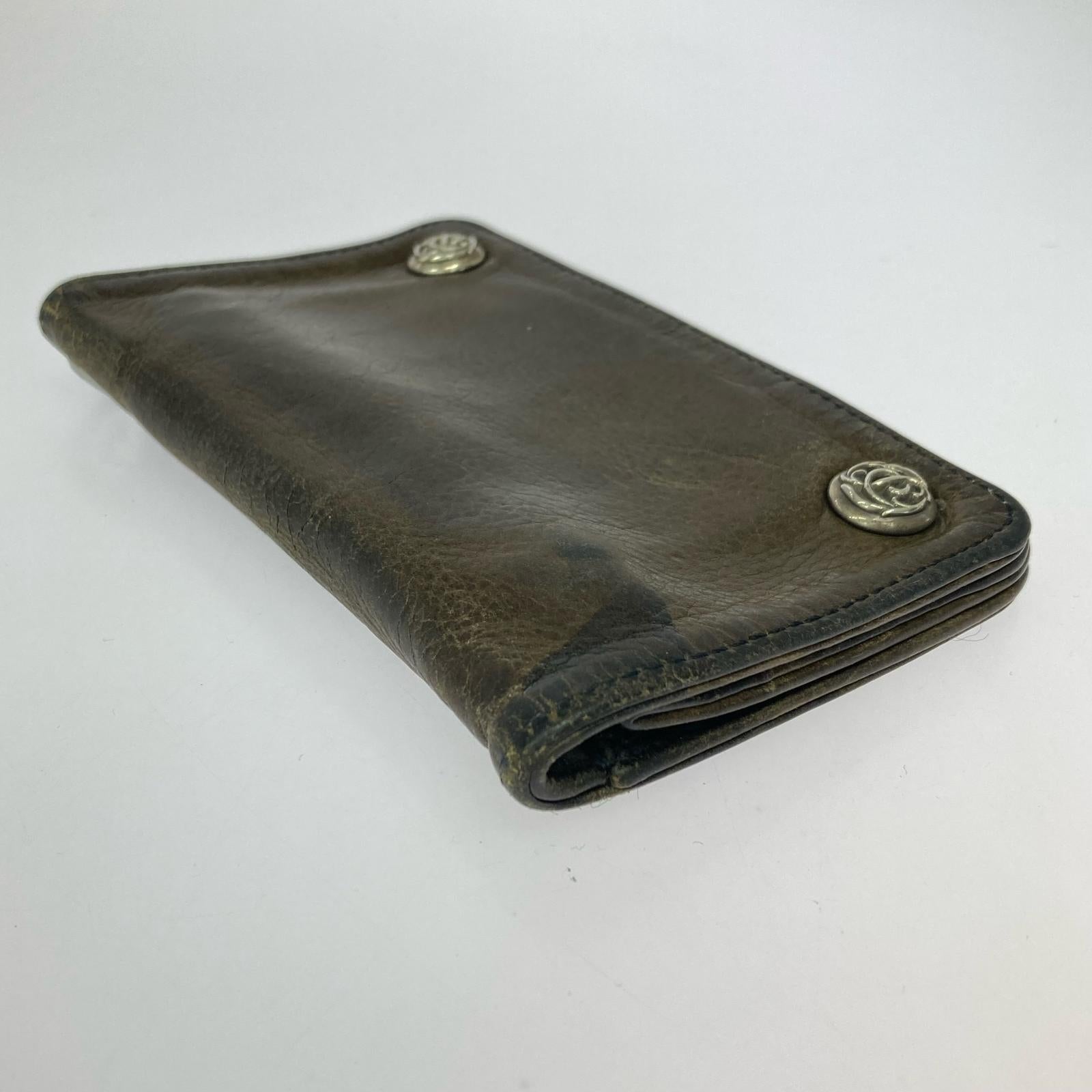 長財布 1zip フローラルボタン レザーウォレット ブラウン
