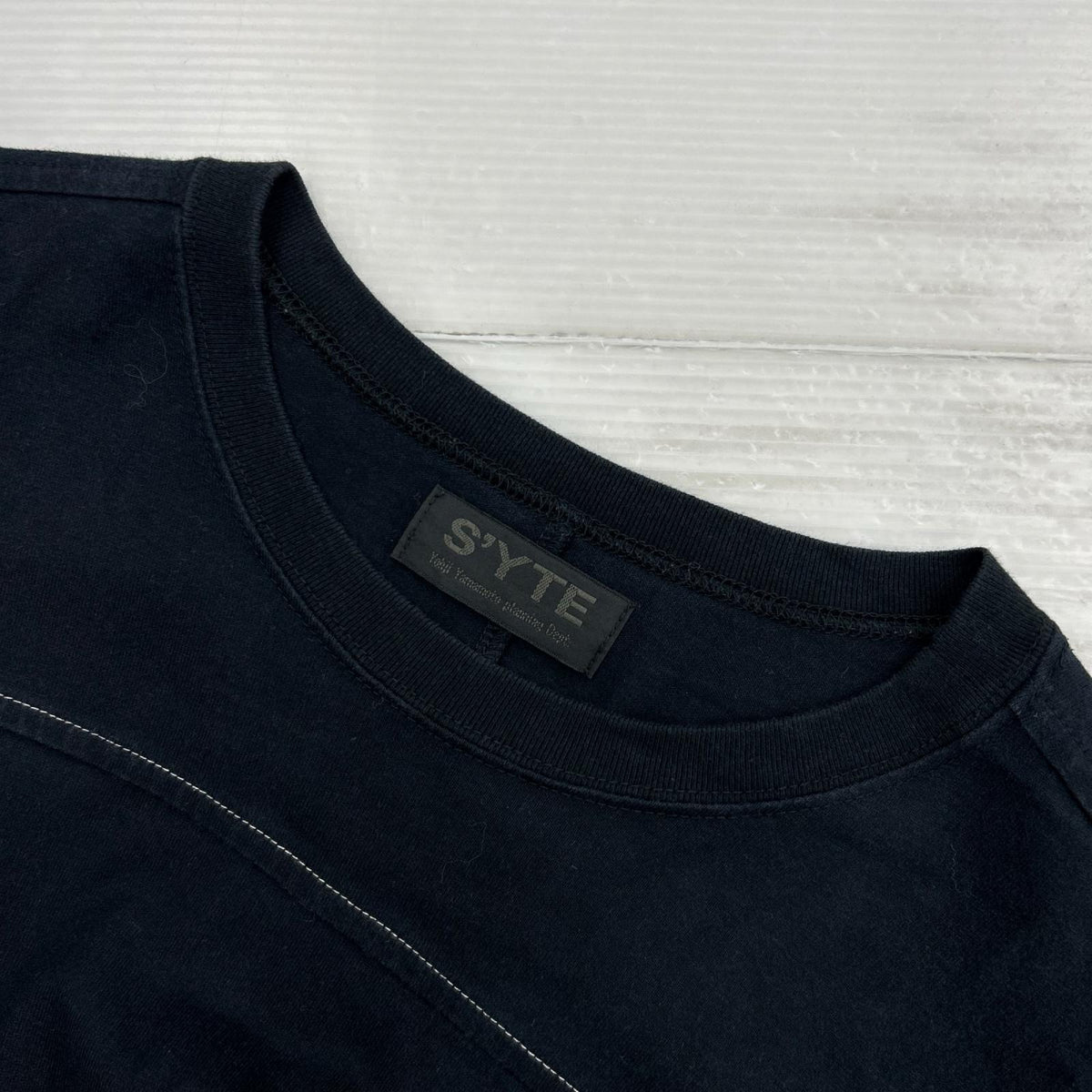 長袖Ｔシャツ S'YTE ｾﾝﾀｰｽﾃｯﾁ 七分丈ｶｯﾄｿｰ ブラック