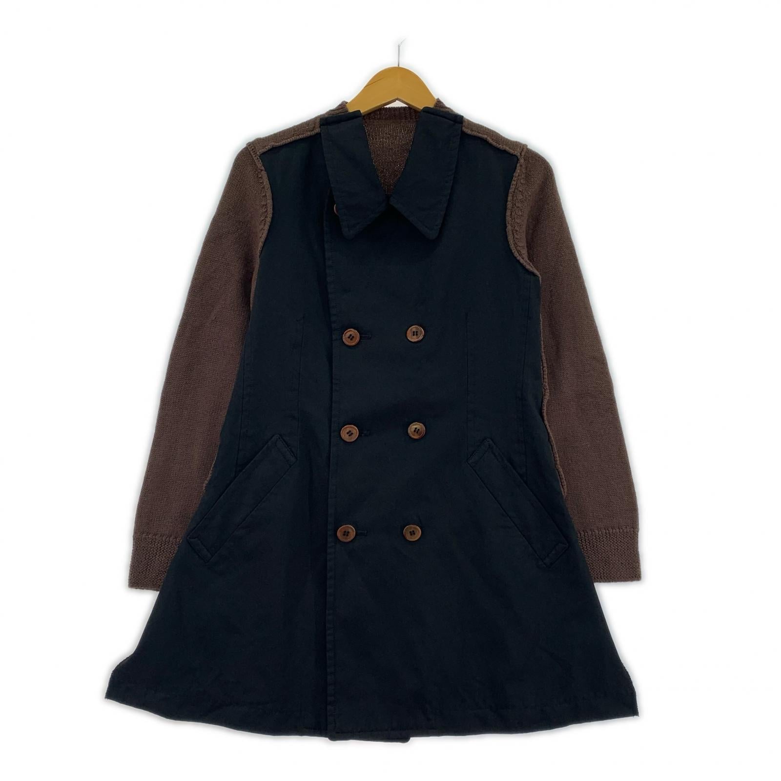 ジャケット COMME des GARCONS COMME des GARCONS 製品染 ニットドッキングポリジャケット S ブラウン×ブラック S