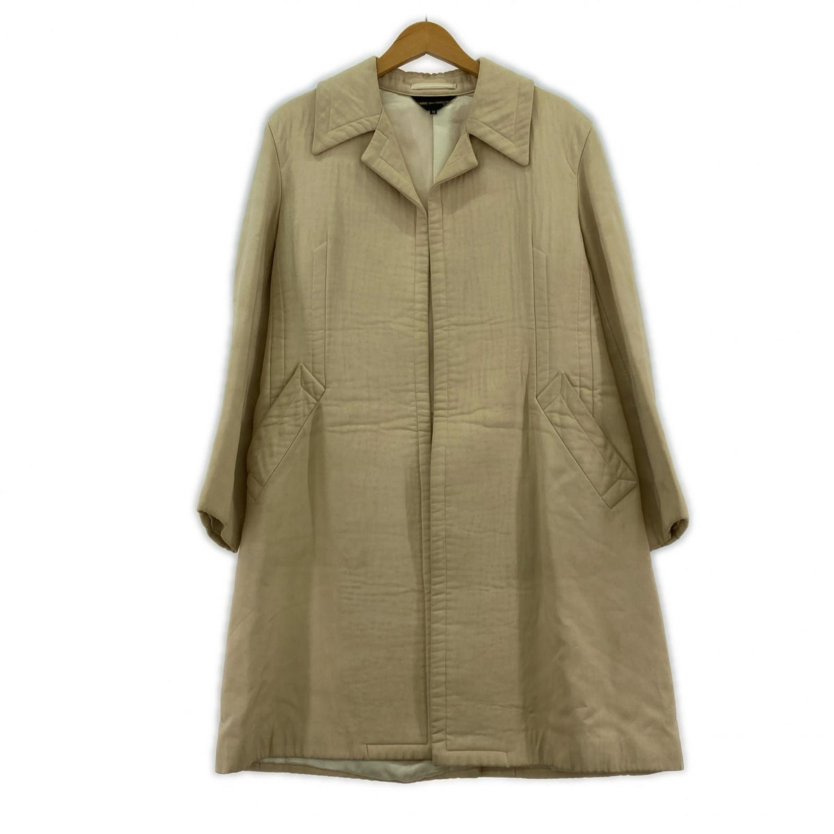 ジャケット COMME des GARCONS 本ライン ボタンレス 中綿ステンカラーコート M ベージュ M ベージュ
