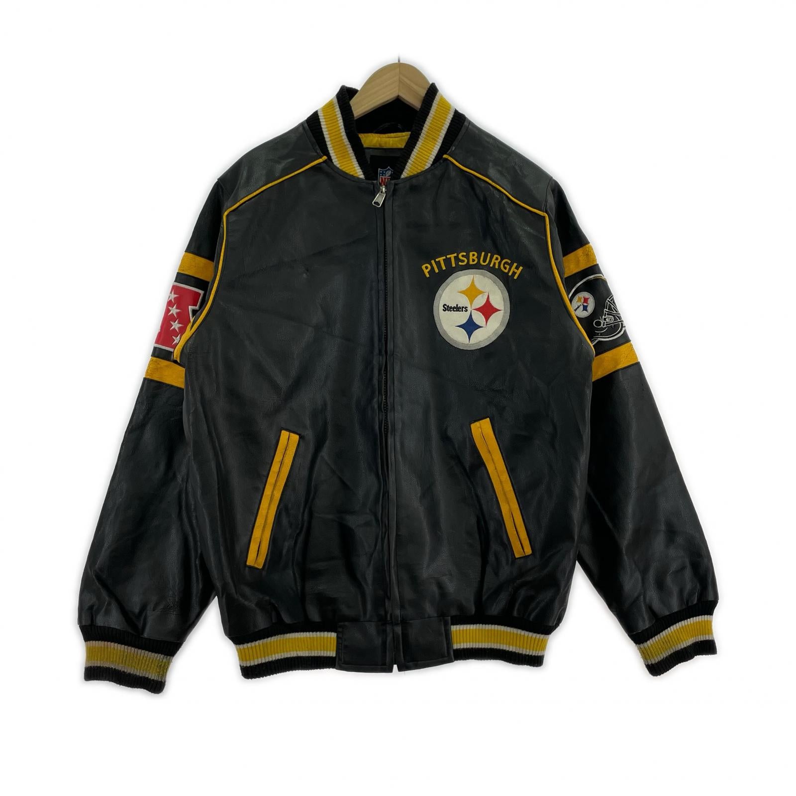 レザージャケット Steelers NFL レザージャケット (S) 黒 S ブラック