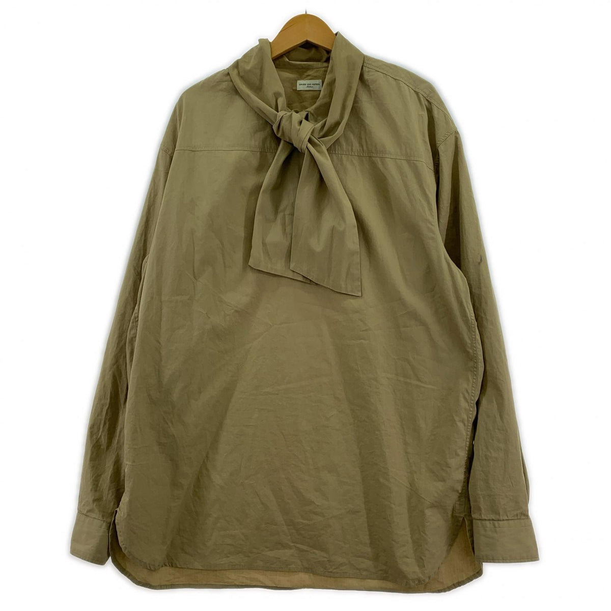 長袖シャツ DRIES VAN NOTEN/ドリスヴァンノッテン/ボウタイ長袖シャツ-M M ベージュ