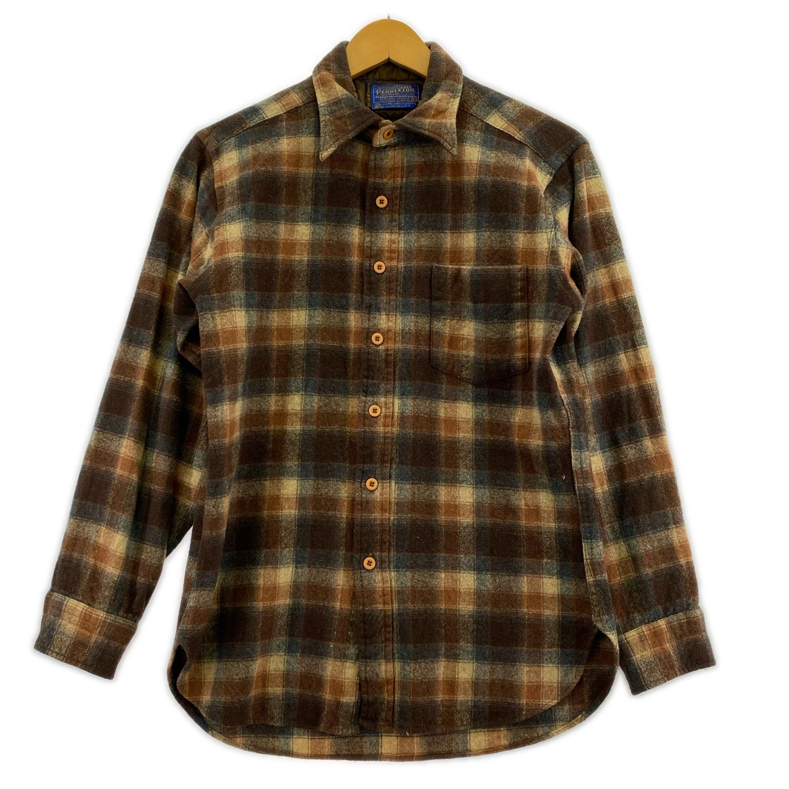長袖シャツ 70s PENDLETON チェック ボードシャツ 茶 (M) M ブラウン