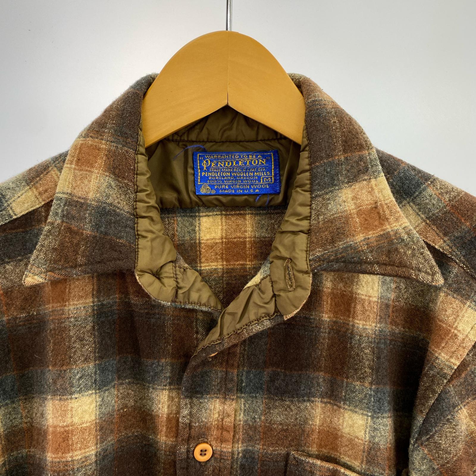 長袖シャツ 70s PENDLETON チェック ボードシャツ 茶 (M) M ブラウン