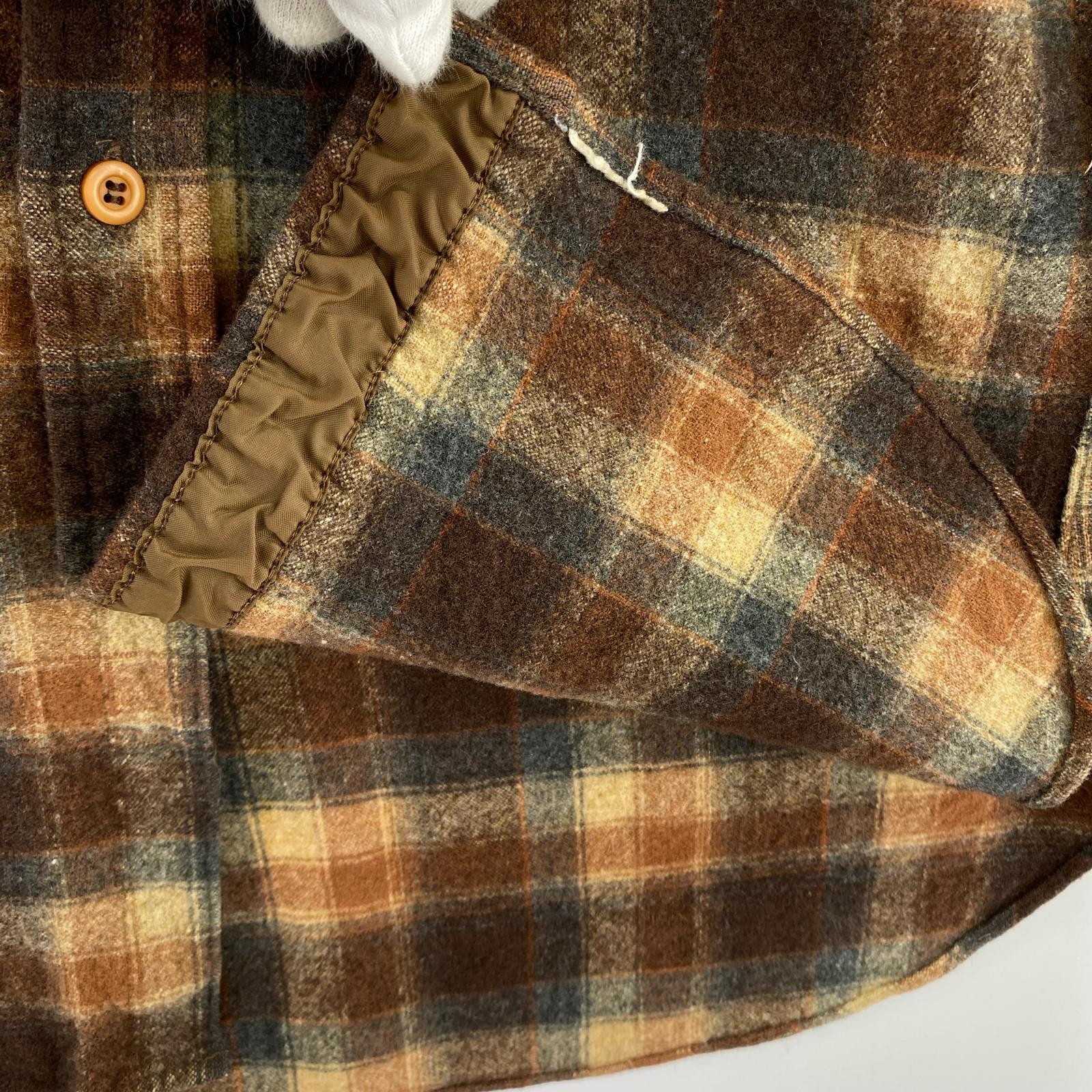 長袖シャツ 70s PENDLETON チェック ボードシャツ 茶 (M) M ブラウン