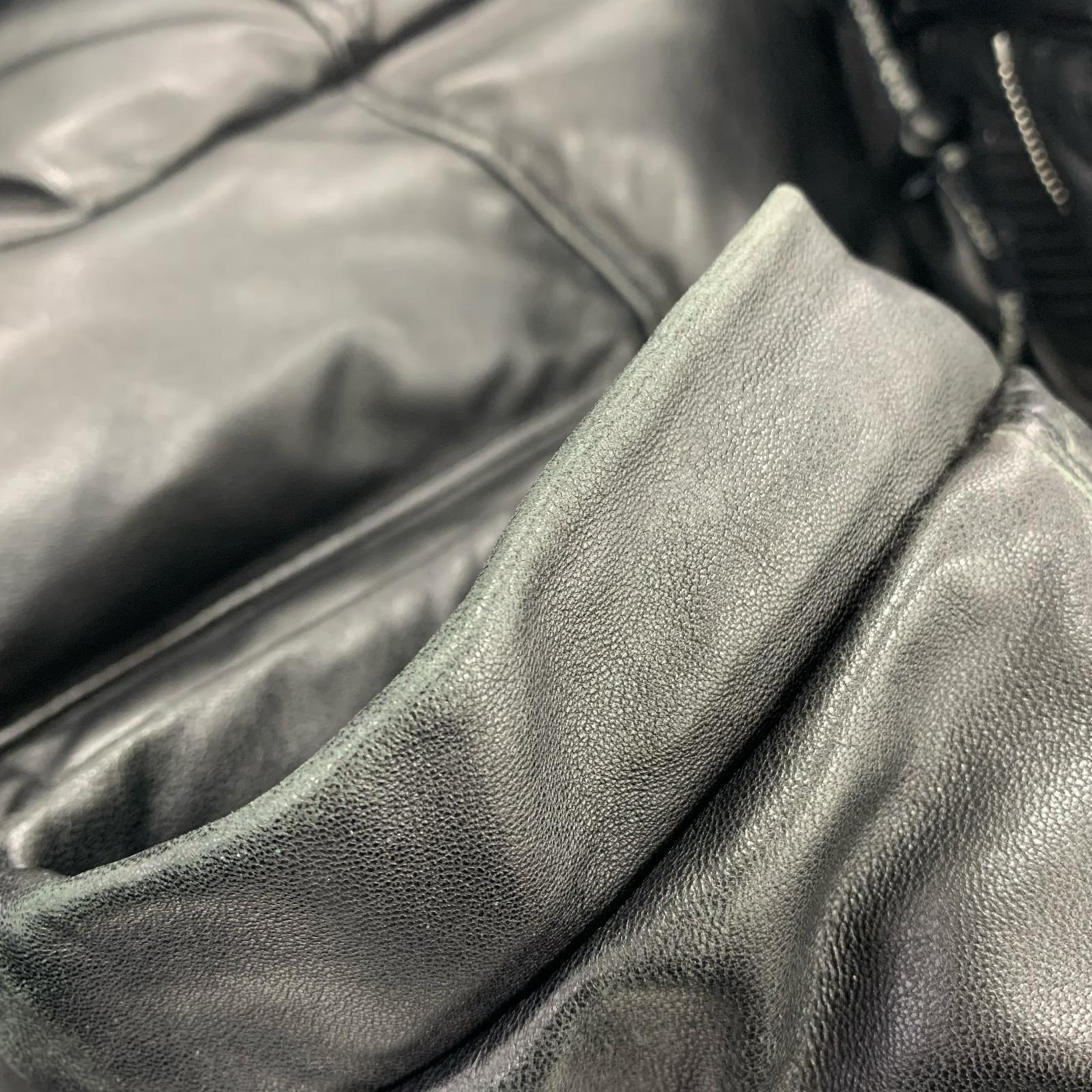 ダウンジャケット A BATHING APE 01AW 青山限定 シープスキン フーデットレザーダウンジャケット M 黒 M ブラック