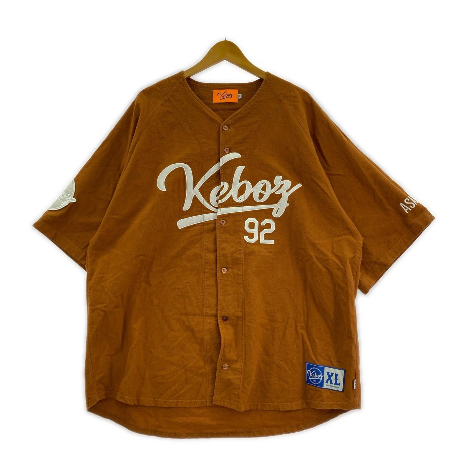 半袖シャツ ベースボールシャツ/茶/XL ブラウン