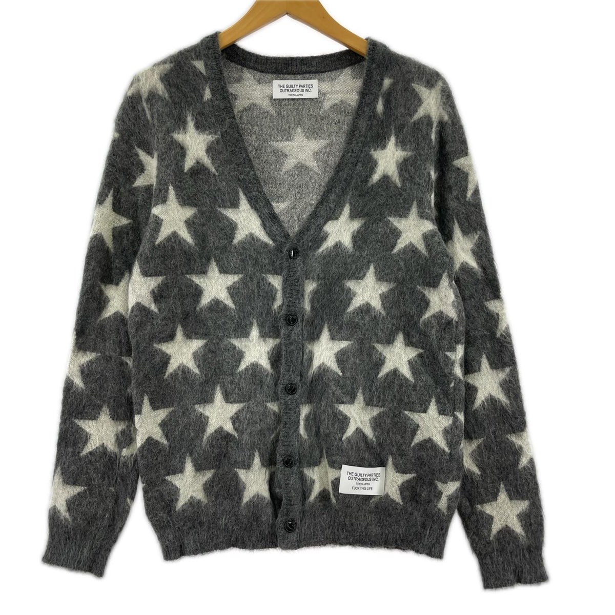 カーディガン 12AW-KNT-08/ﾓﾍｱ/ｽﾀｰ柄/GRY/M M グレー