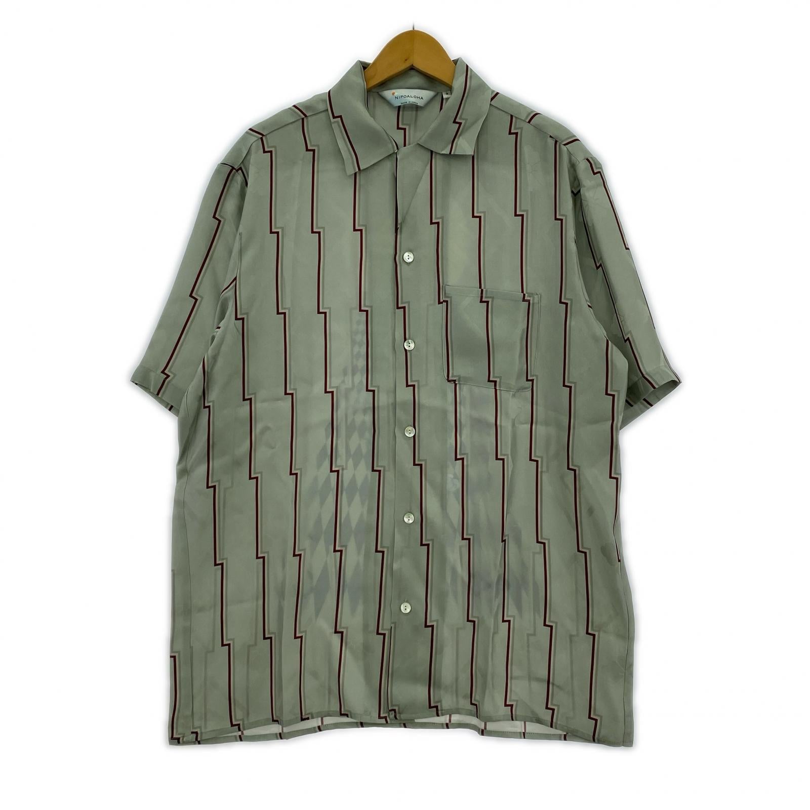 半袖シャツ NIPOALOHA BENTEN STRIPE / GRAY 3 3 グレー