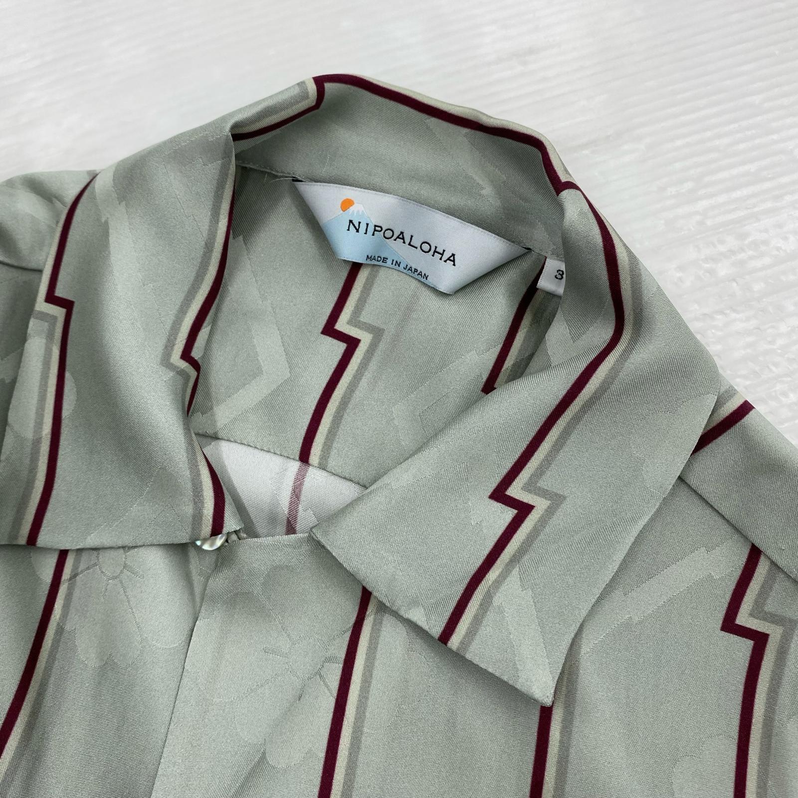 半袖シャツ NIPOALOHA BENTEN STRIPE / GRAY 3 3 グレー