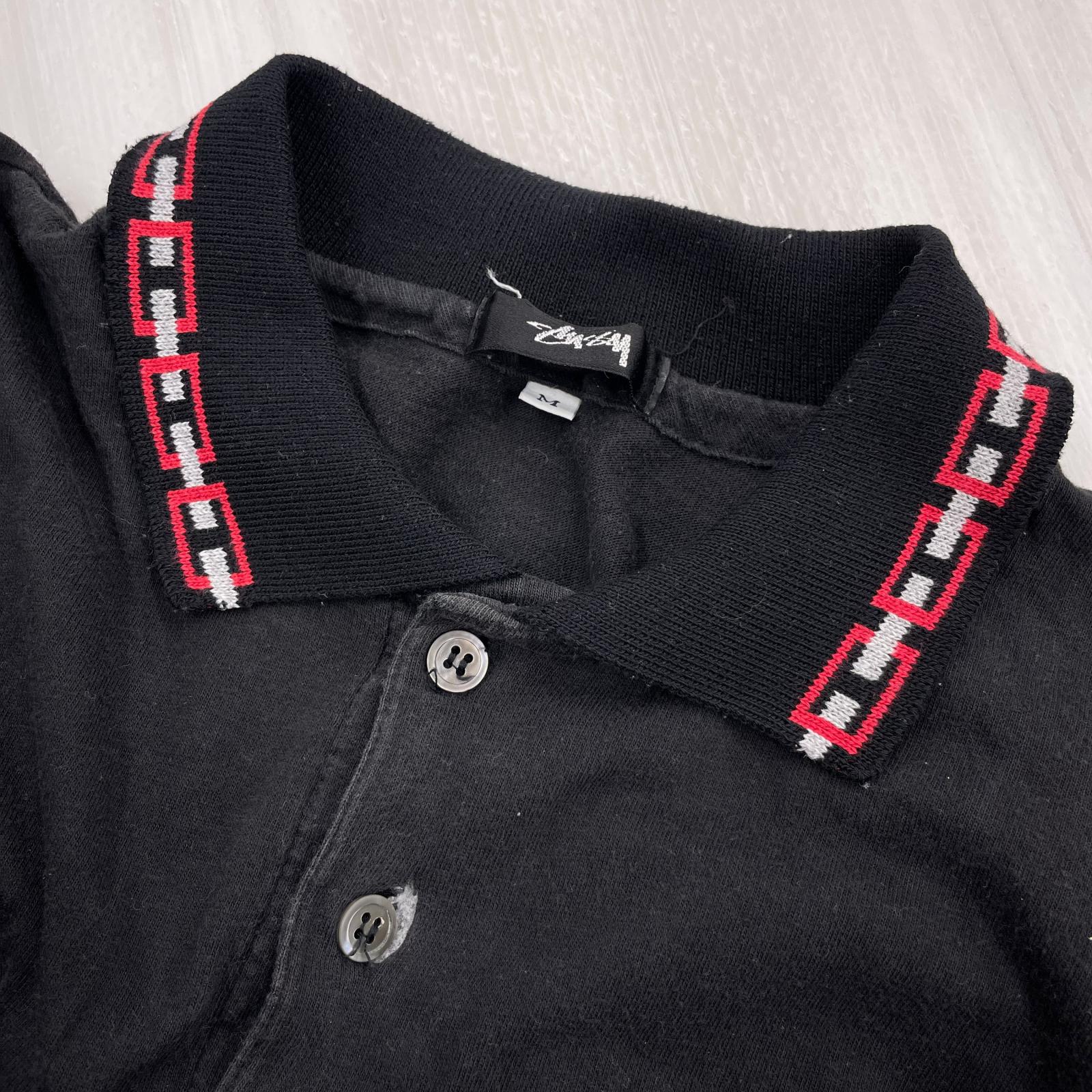 ポロシャツ 80s STUSSY 初期 襟デザイン ポロシャツ M ブラック M ブラック