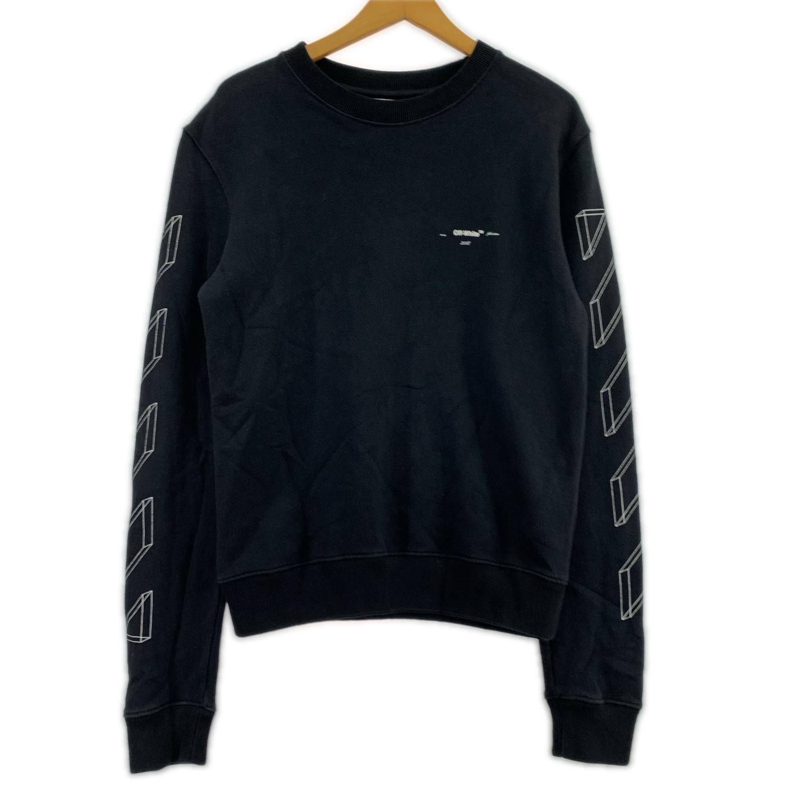スウェット OFF-WHITE 3D LINE CREWNECK OMBA025E18192002 黒 (S) S ブラック