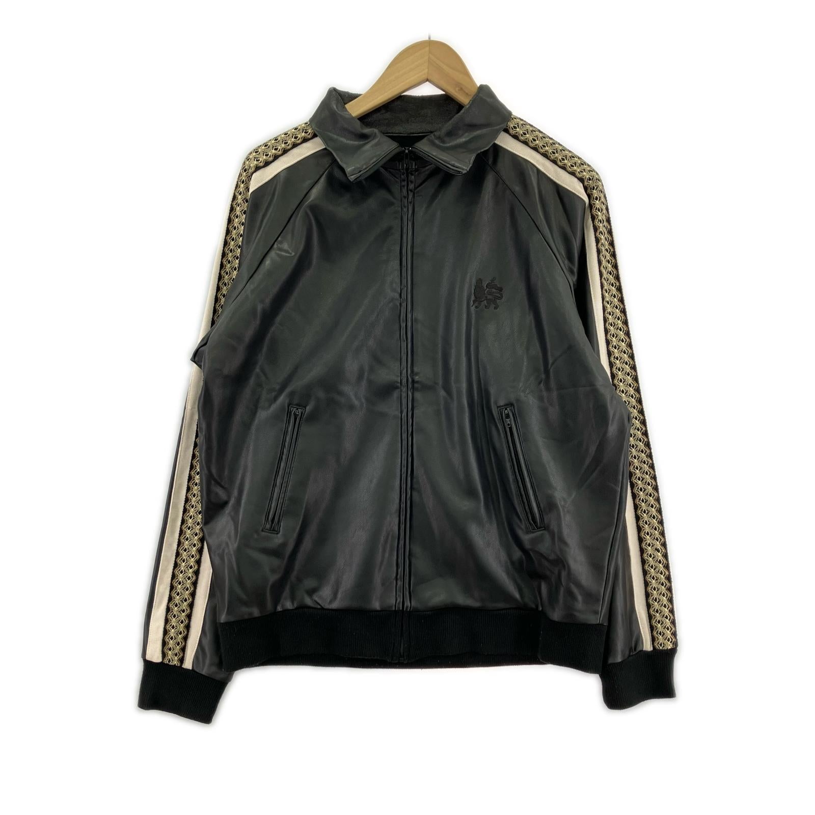 ジャケット SYNTHETIC LEATHER TRACK JACKET (M) M ブラック