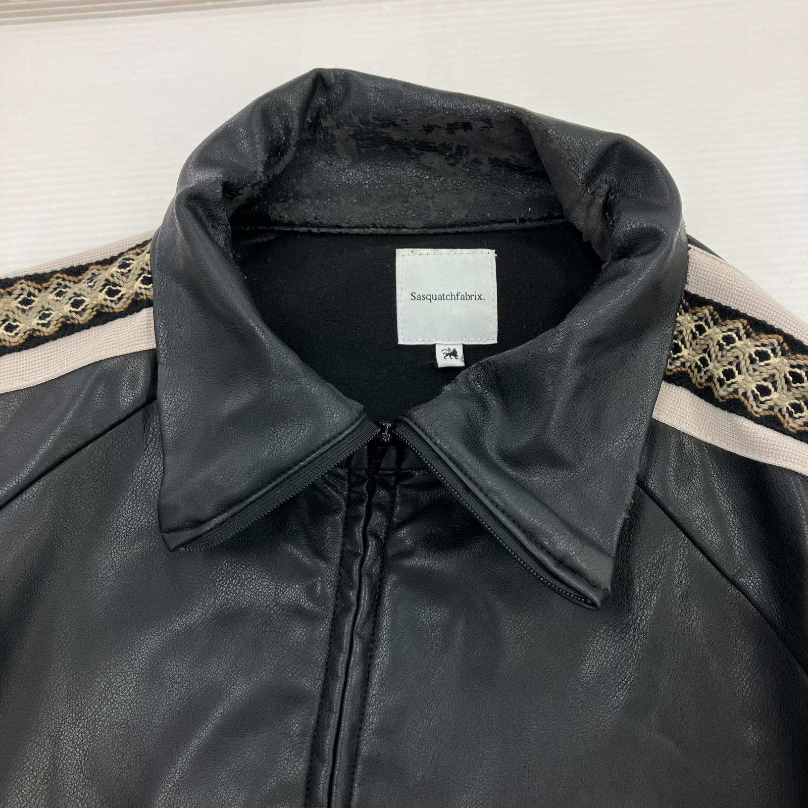 ジャケット SYNTHETIC LEATHER TRACK JACKET (M) M ブラック
