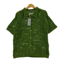 半袖シャツ M_　see the unseen　CROCHET半袖シャツ グリーン