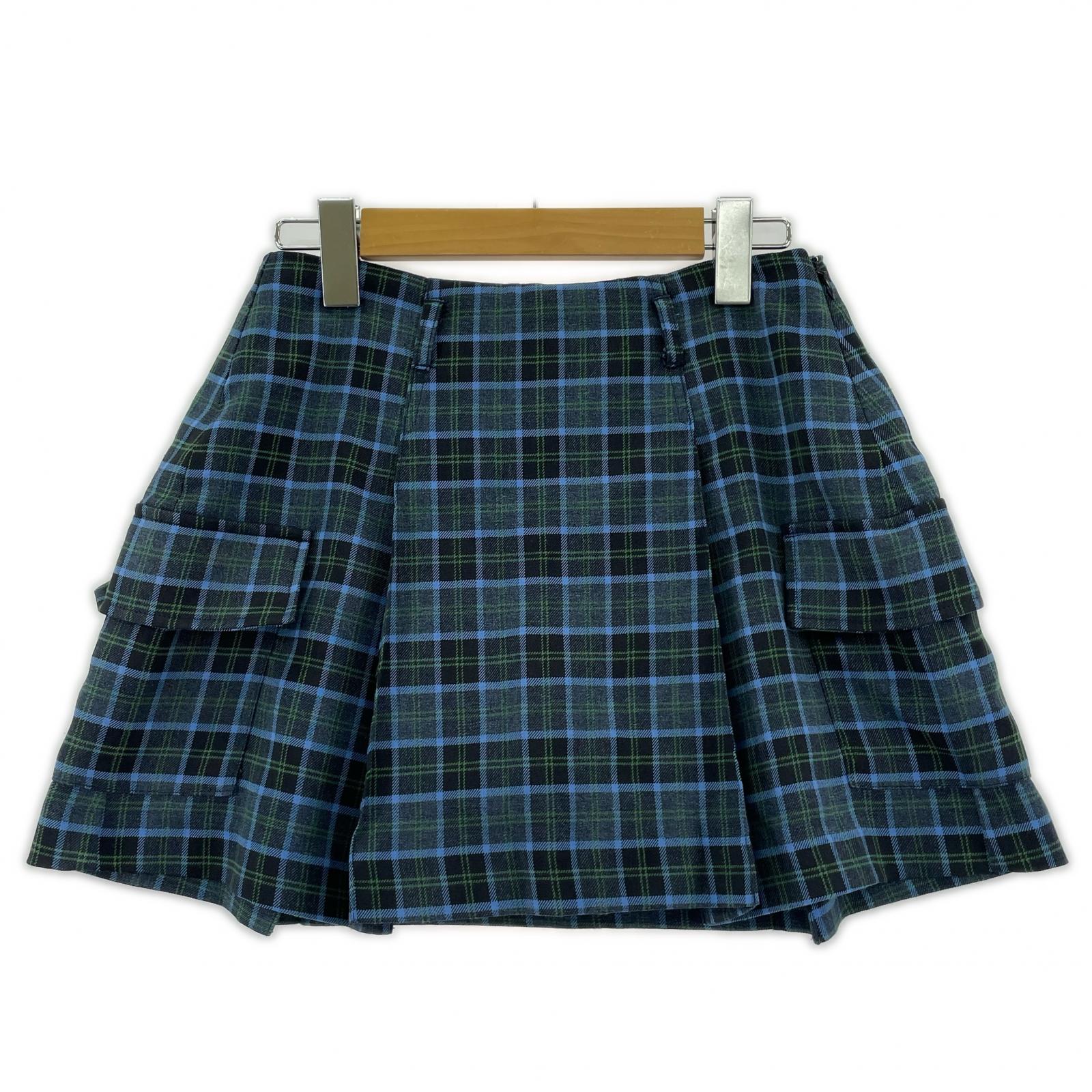 ショートパンツ ボックスプリーツスカショ チェック 1 BLU