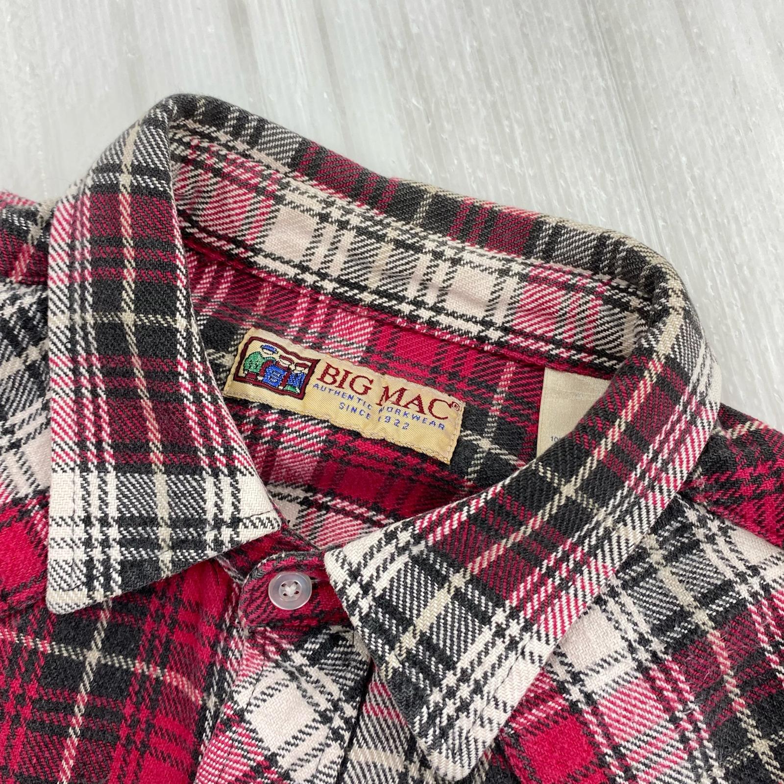 長袖シャツ 90s BIG MAC ウエスタン チェック ヘビーネルシャツ XL 赤 レッド