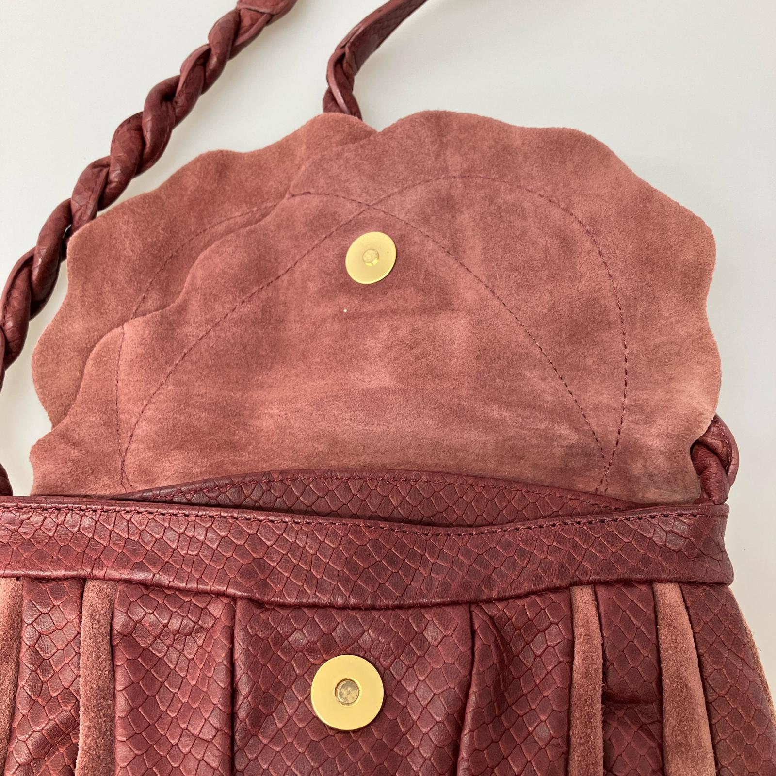 ハンドバッグ SEE BY CHLOE Textured Lined Button Braided Crossbody Bag Burgundy