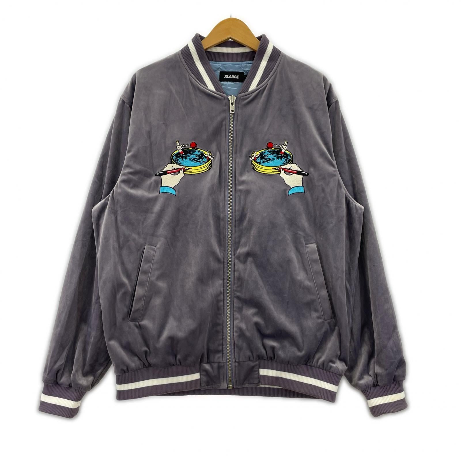 ジャケット ベロアスカジャン（L)紫 L パープル