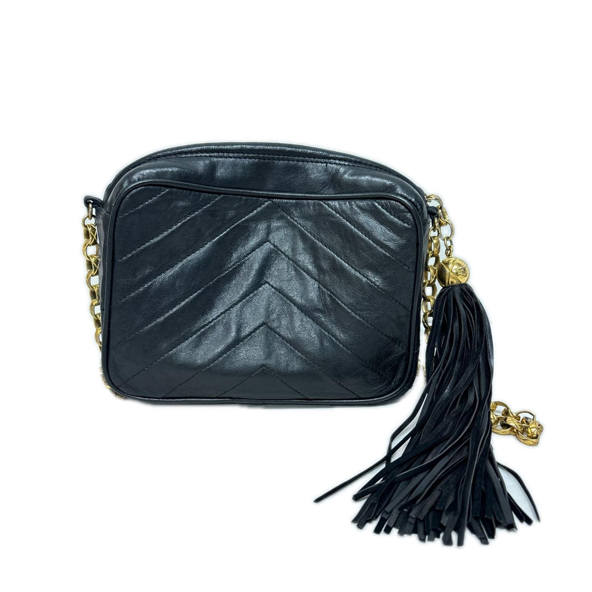 CHANEL Vｽﾃｯﾁ ｼｪﾌﾞﾛﾝ ﾗﾑｽｷﾝﾁｪｰﾝｼｮﾙﾀﾞｰﾊﾞｯｸﾞ ﾌﾞﾗｯｸ