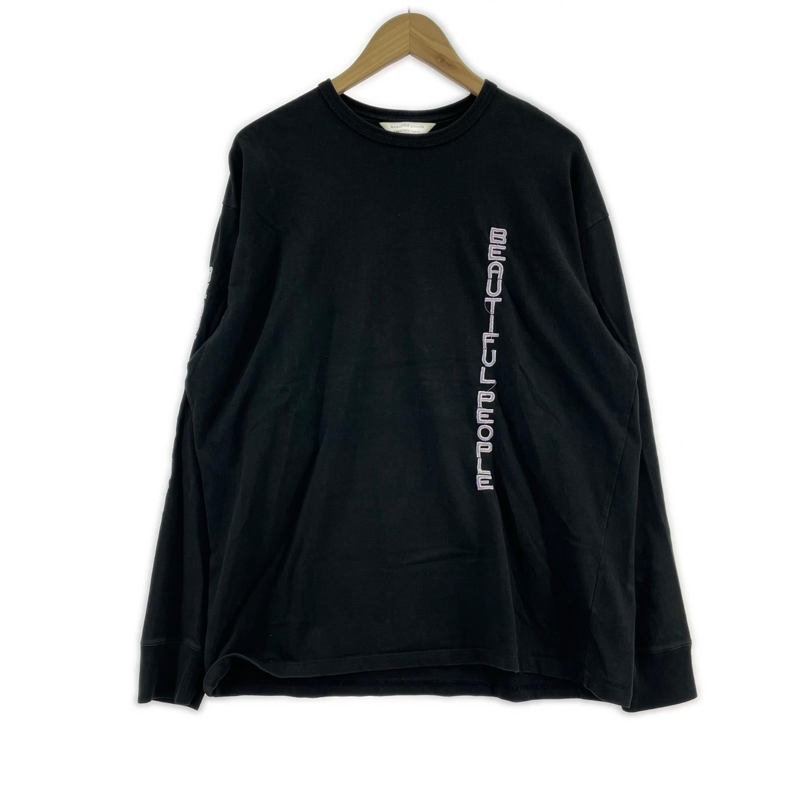 長袖Ｔシャツ beautiful people 22AW jersey vertical logo long/ブラック ブラック
