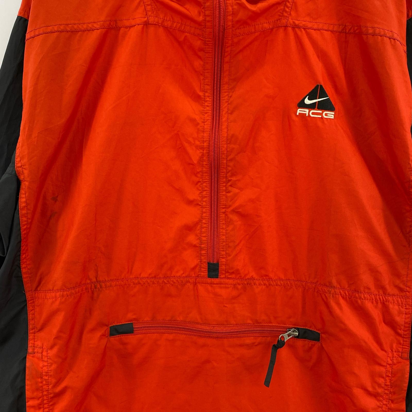 ジャケット NIKE ACG ナイロンアノラックパーカー L 赤×黒 L