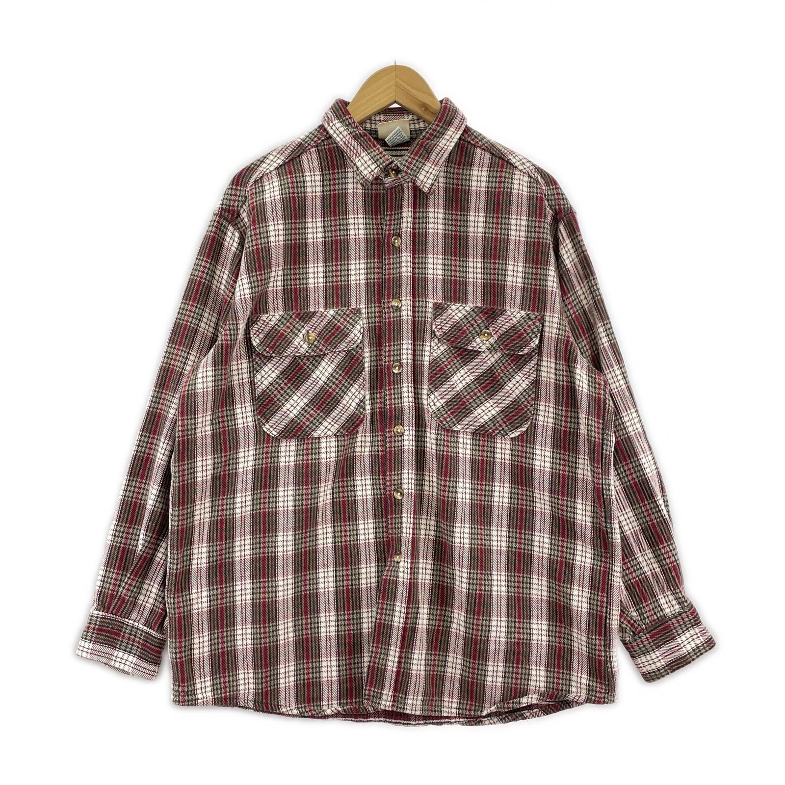 長袖シャツ FIVE BROTHER 90s チェックネルシャツ L 赤×白×茶 L