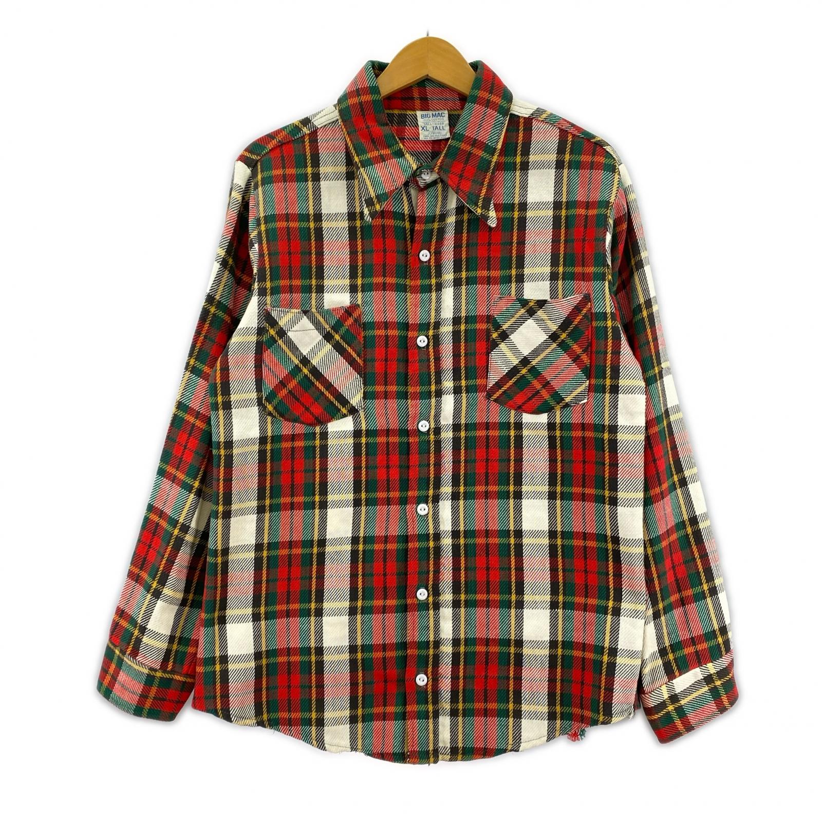長袖シャツ 70s~ BIG MAC チェックネルシャツ XL-TALL レッド