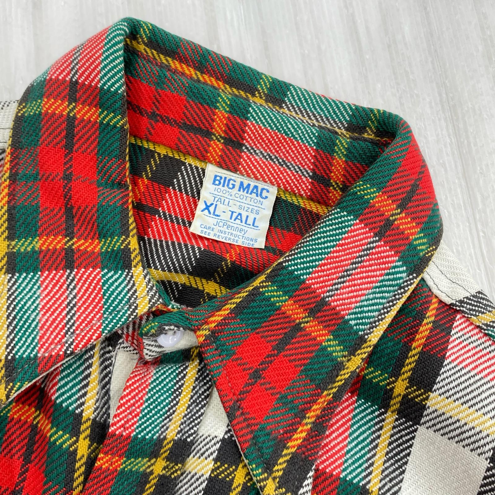 長袖シャツ 70s~ BIG MAC チェックネルシャツ XL-TALL レッド