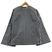 長袖Ｔシャツ ギンガムチェック柄　ホワイト/ネイビー トップス　36 36