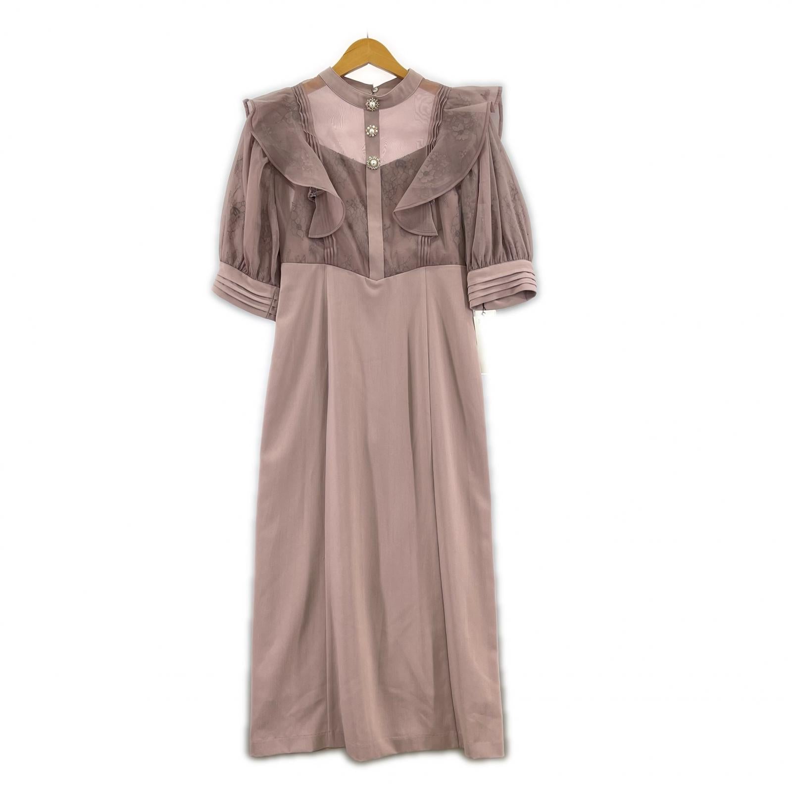 ワンピース Lily Brown オーガンジーフリルビジューワンピース size1 1 パープル