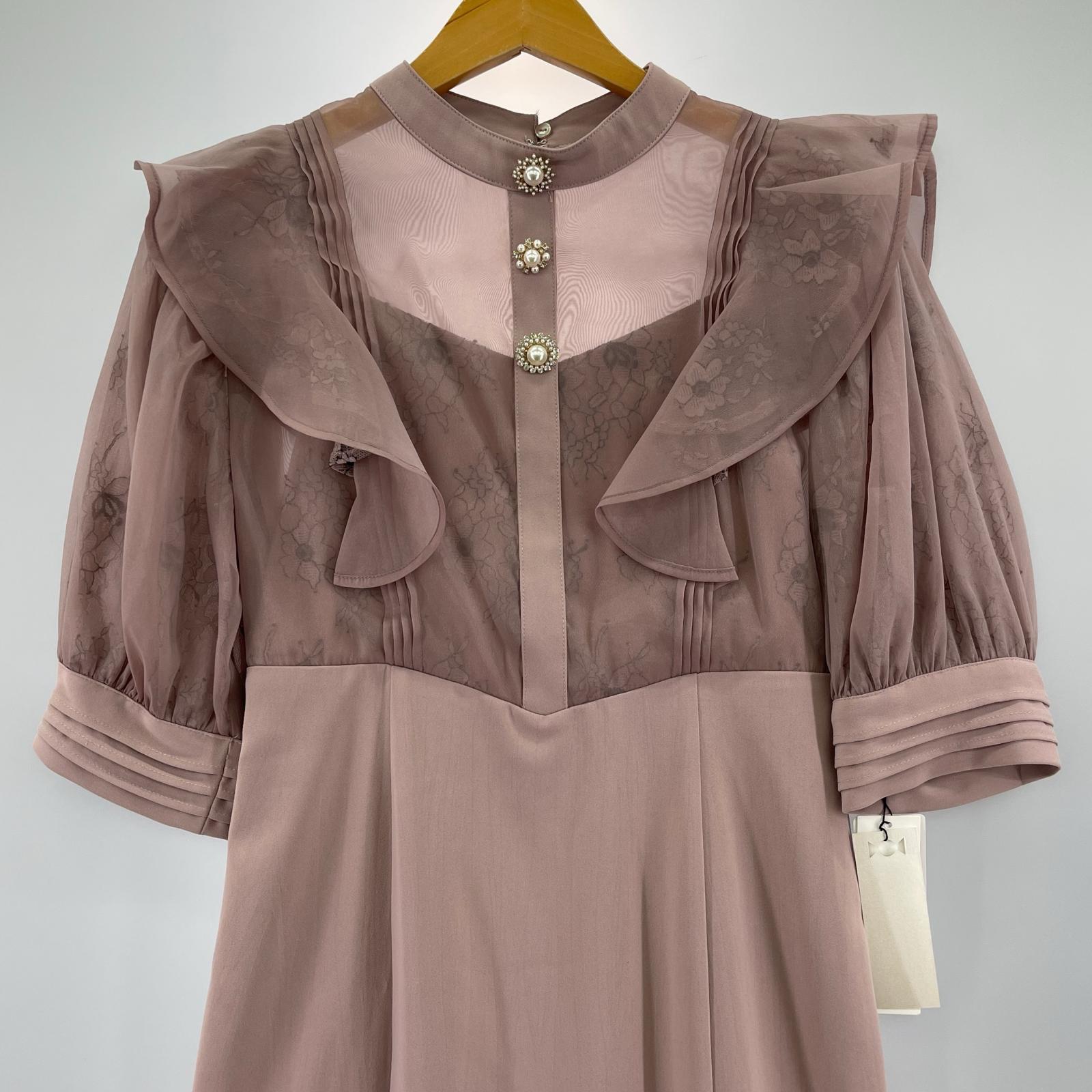ワンピース Lily Brown オーガンジーフリルビジューワンピース size1 1 パープル