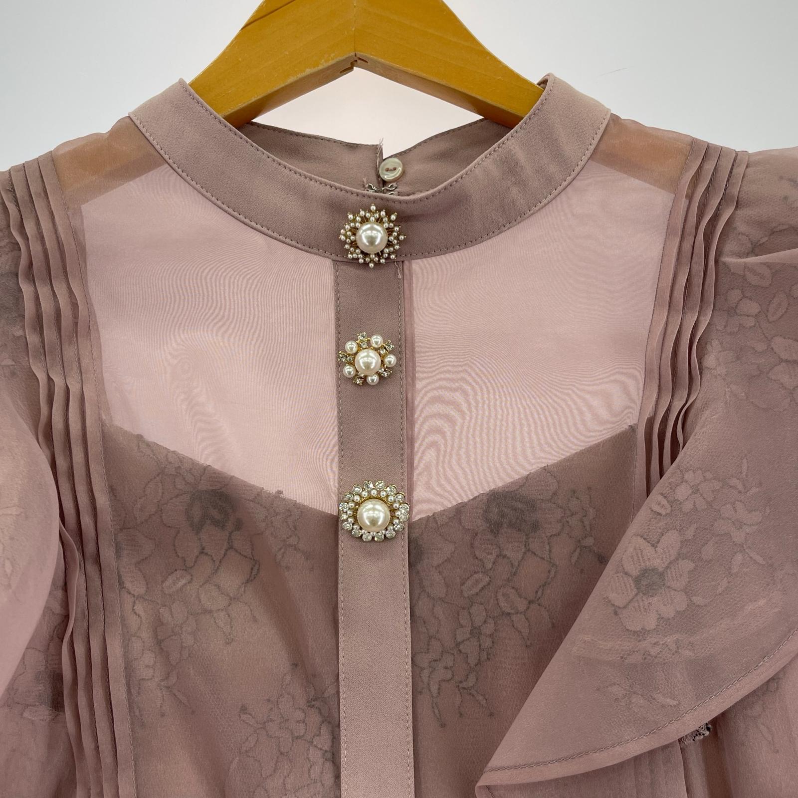 ワンピース Lily Brown オーガンジーフリルビジューワンピース size1 1 パープル