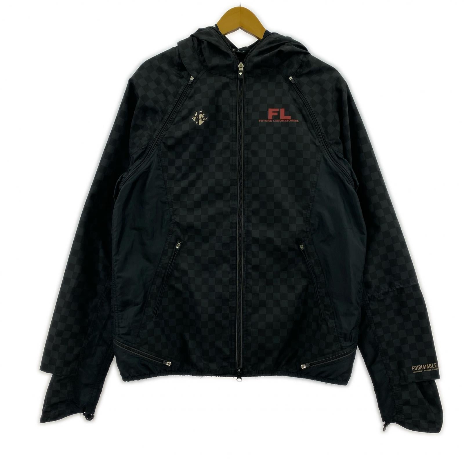 ジャケット FUTURA LABORATORIES チェッカーフラッグ ナイロンジャケット L 黒 L ブラック