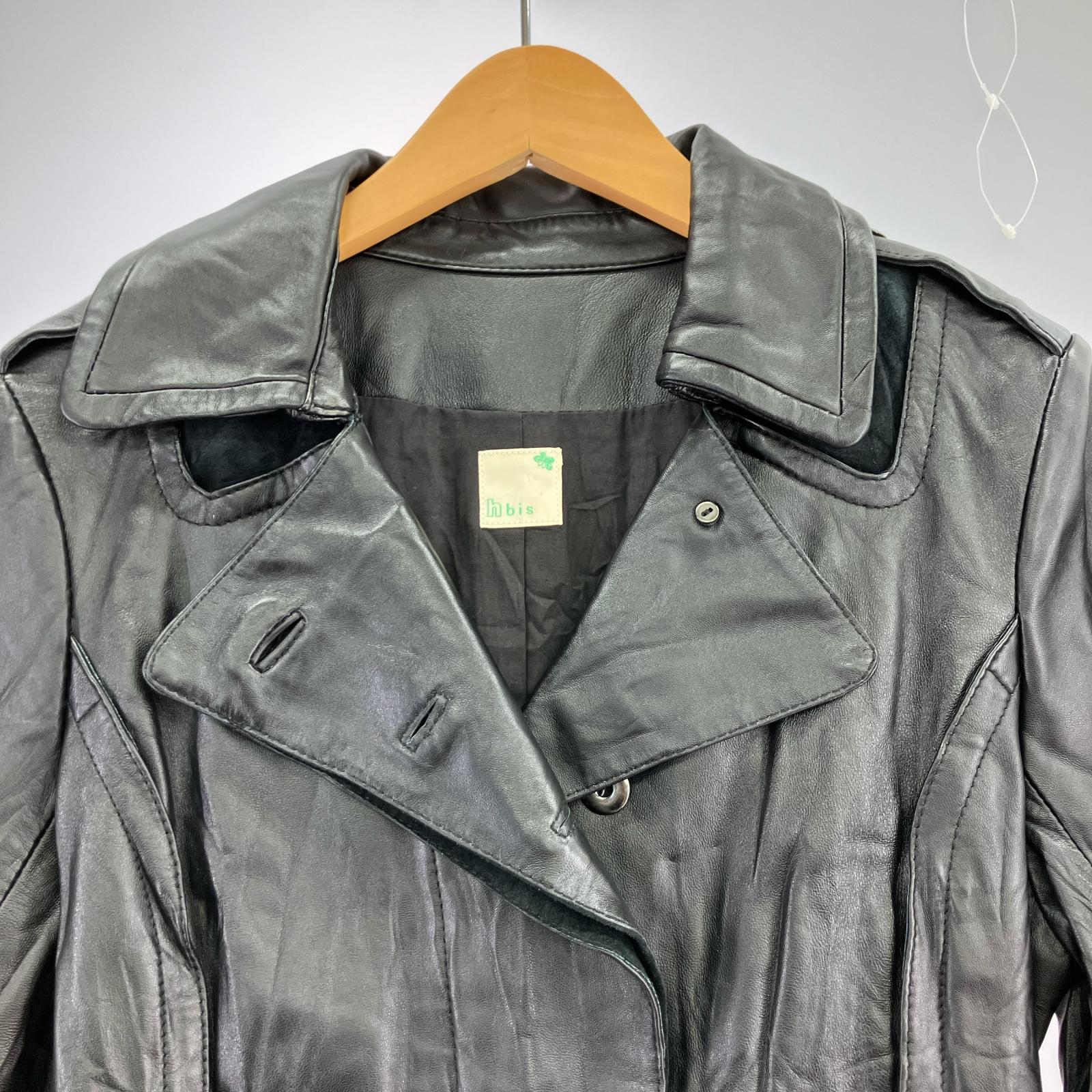 ジャケット h bis　Sheep Leather Coat 40 BLK 40 ブラック