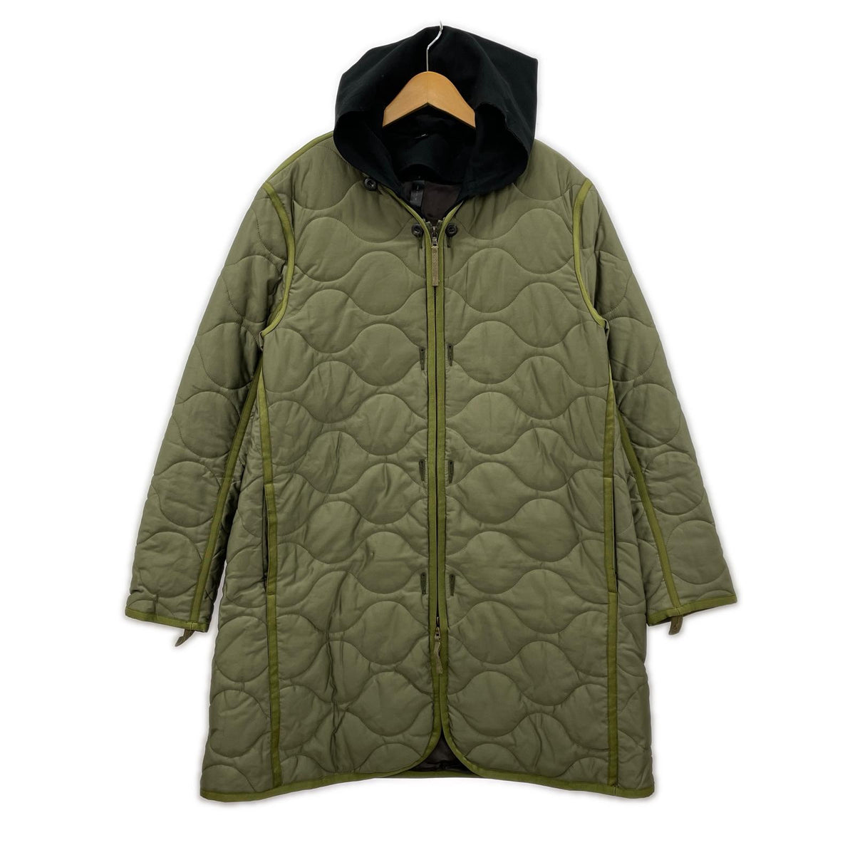 ジャケット hood quilt coat 緑　M M カーキ