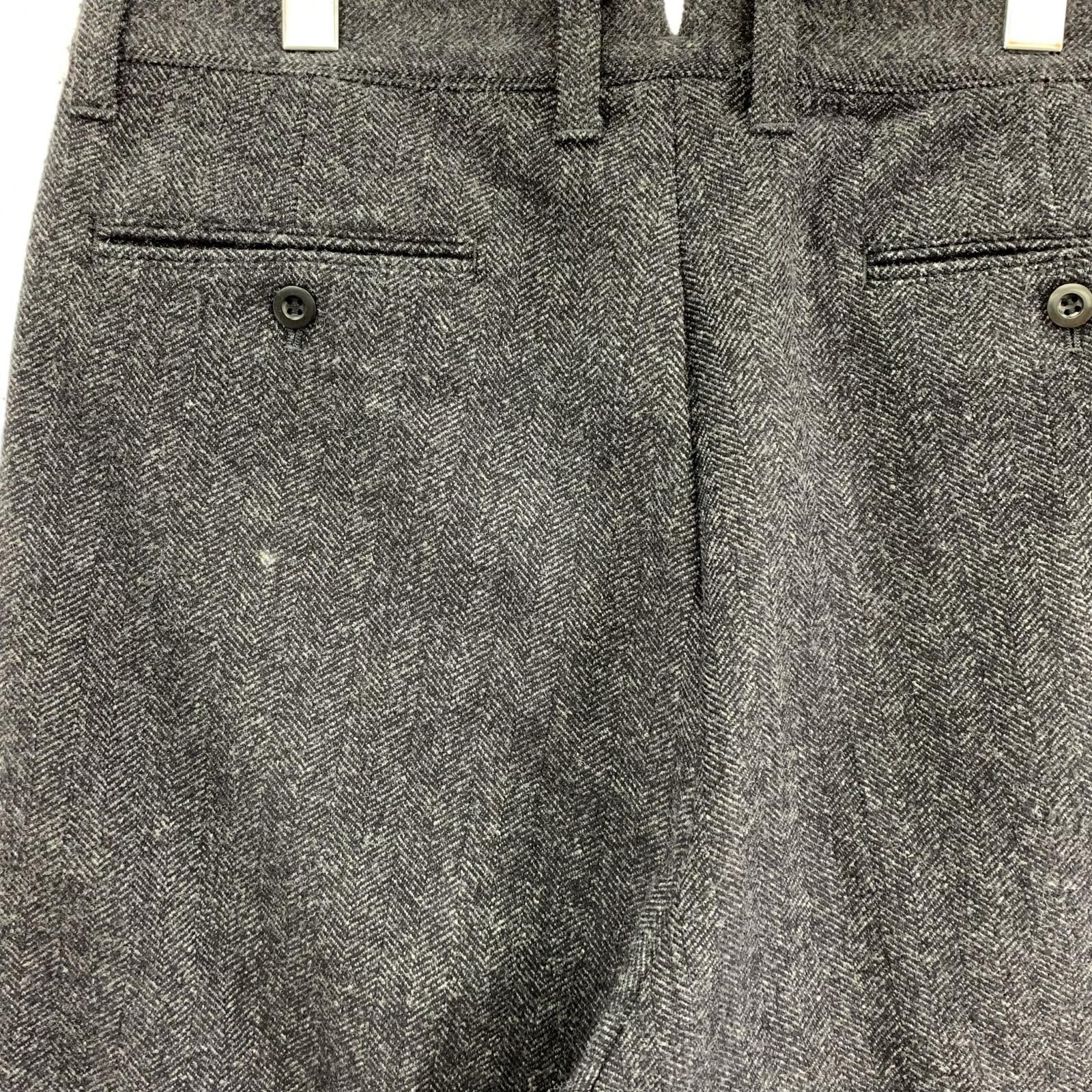 パンツ ウールカシミヤヘリンボーンスラックス-L L ブラック