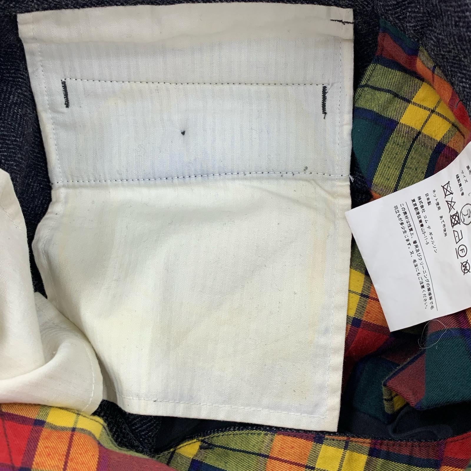 パンツ ウールカシミヤヘリンボーンスラックス-L L ブラック
