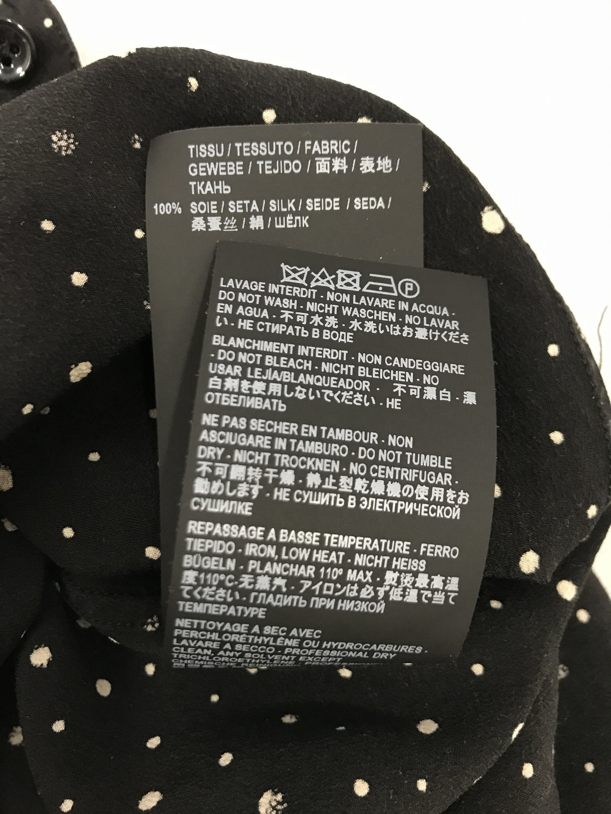 ドット柄シルクL/Sシャツ ブラック (36)