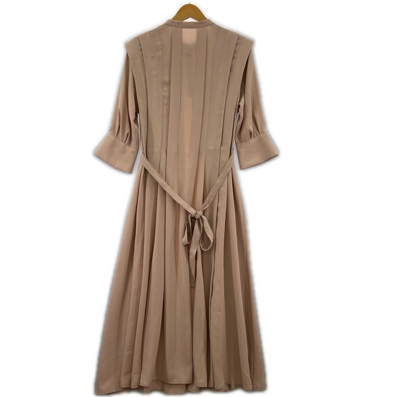ワンピース snidel タックジョーゼットフレアワンピース size1 ベージュ 1 ベージュ