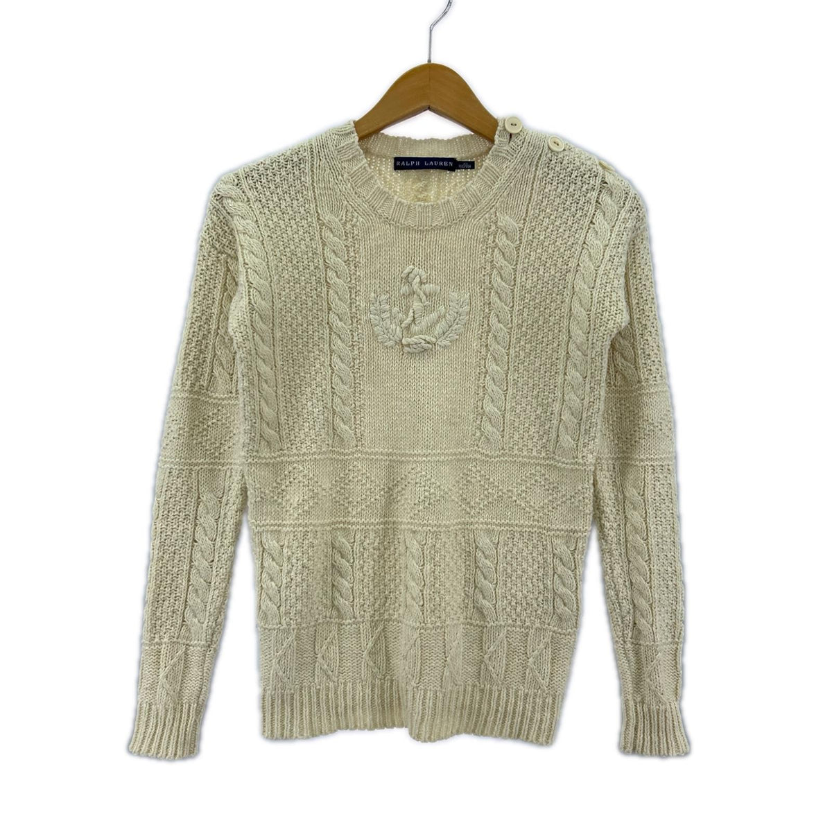 ニット RALPH LAUREN ｹｰﾌﾞﾙﾆｯﾄｾｰﾀｰ/XS/ｺｯﾄﾝ ホワイト