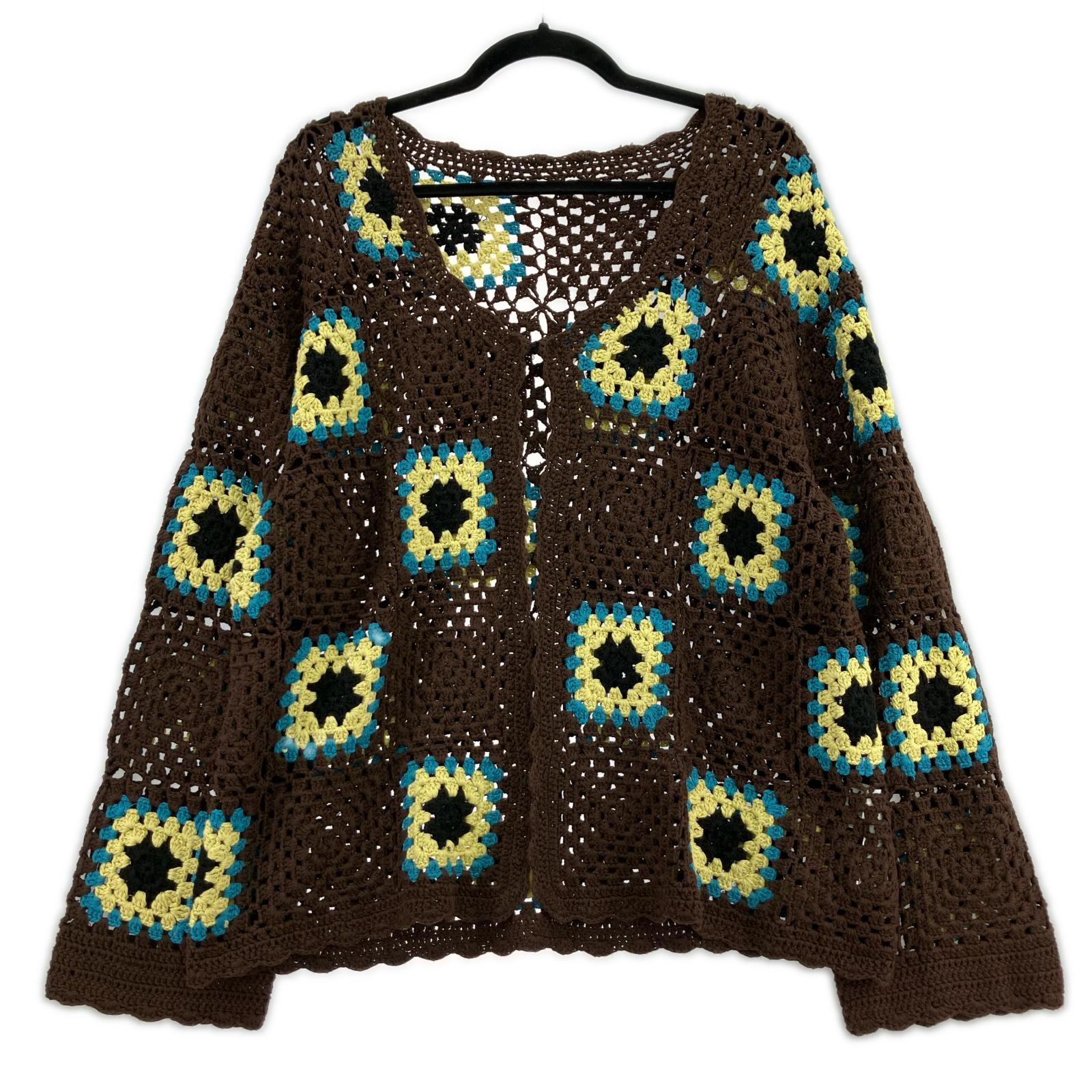 カーディガン 21AW CROCHET CARDIGAN 総柄 BRW