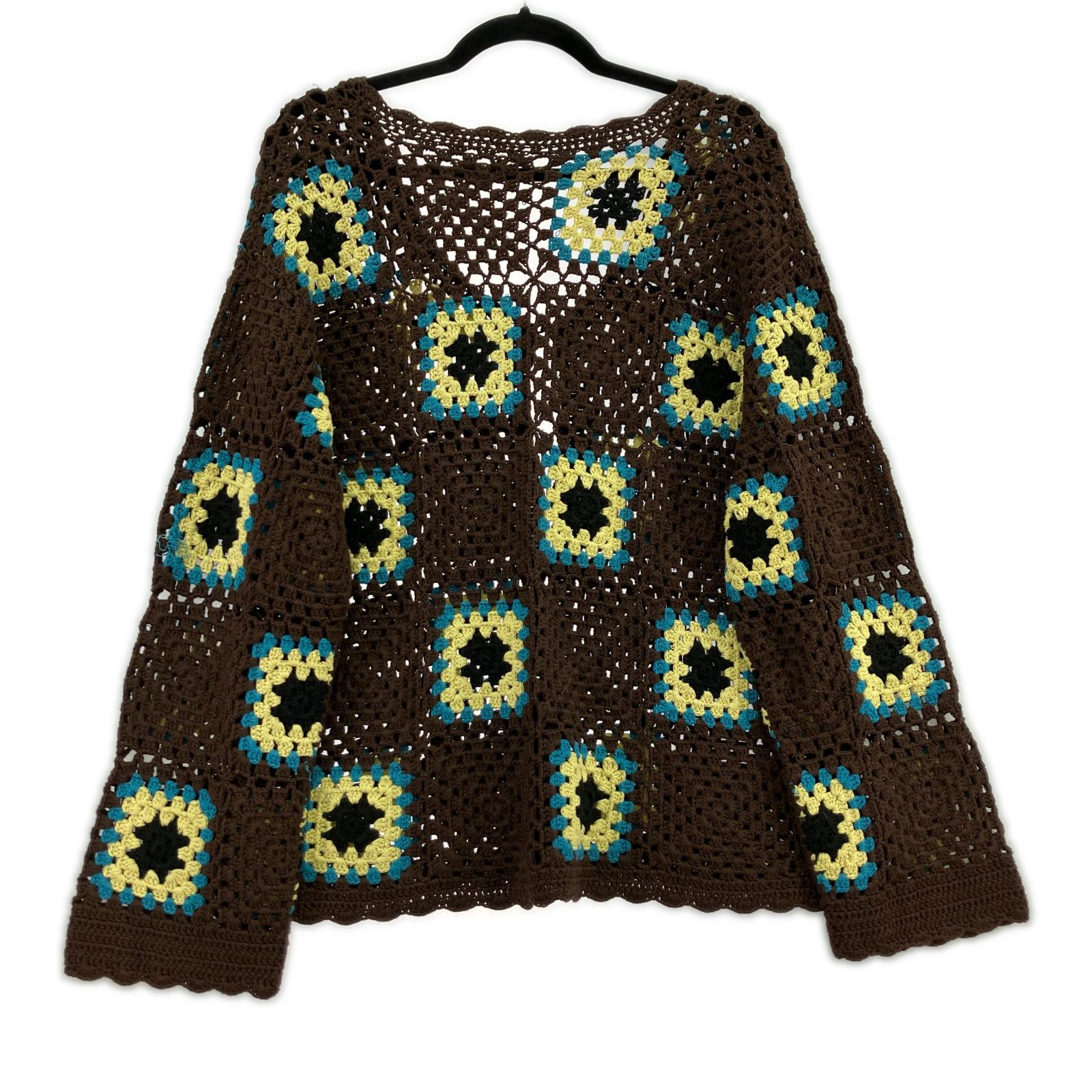 カーディガン 21AW CROCHET CARDIGAN 総柄 BRW