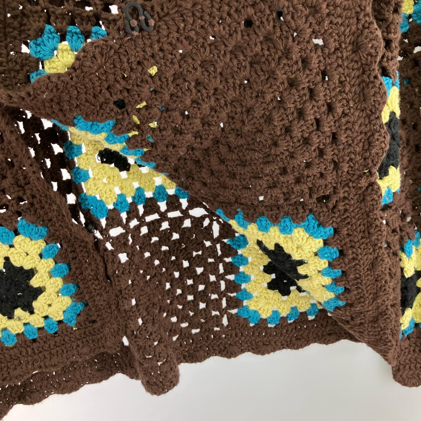 カーディガン 21AW CROCHET CARDIGAN 総柄 BRW