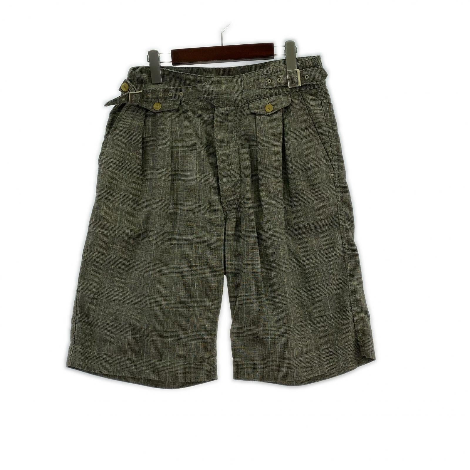 ショートパンツ RENOMA PARIS グレンチェック リネングルカショーツ 48 グレー 48 グレー