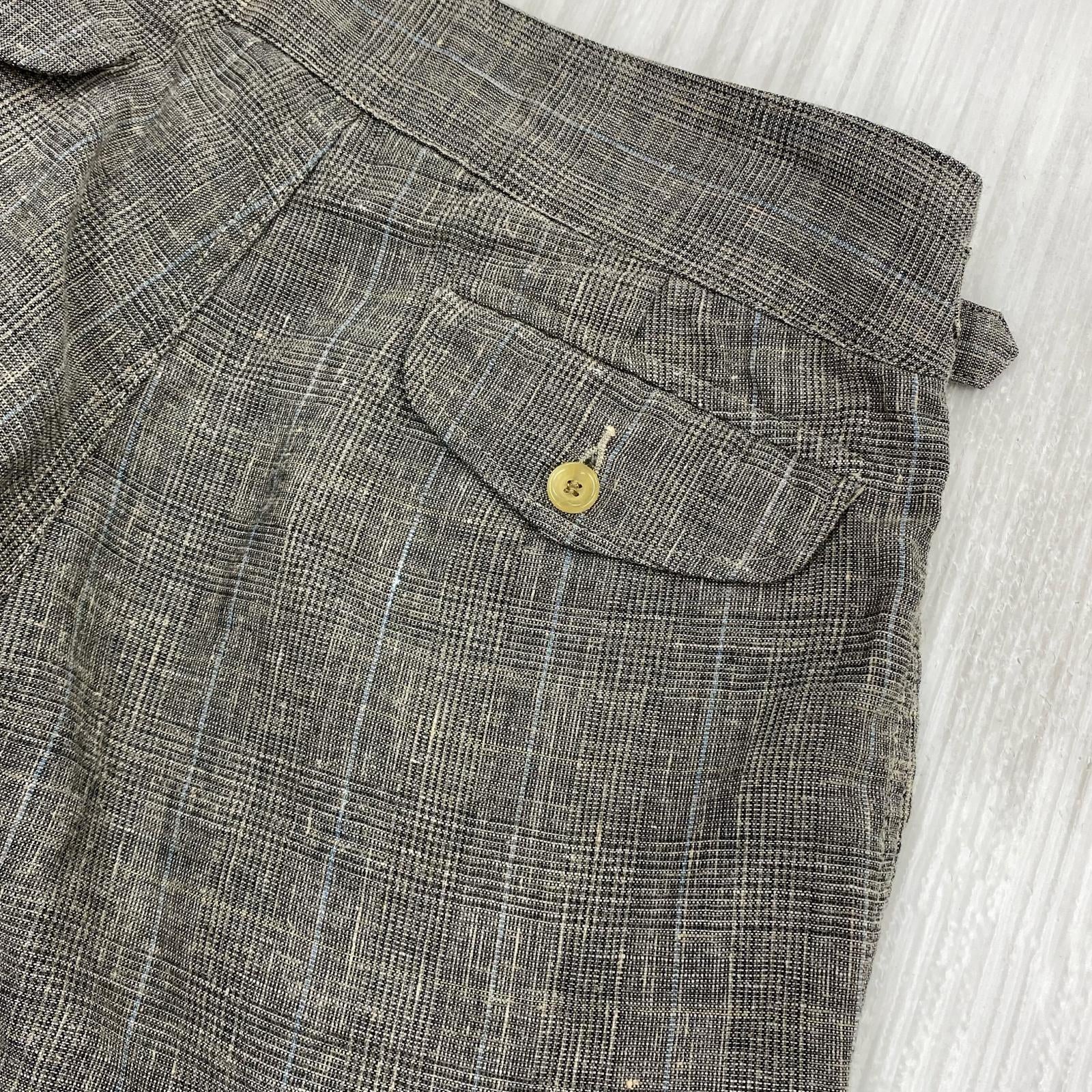 ショートパンツ RENOMA PARIS グレンチェック リネングルカショーツ 48 グレー 48 グレー