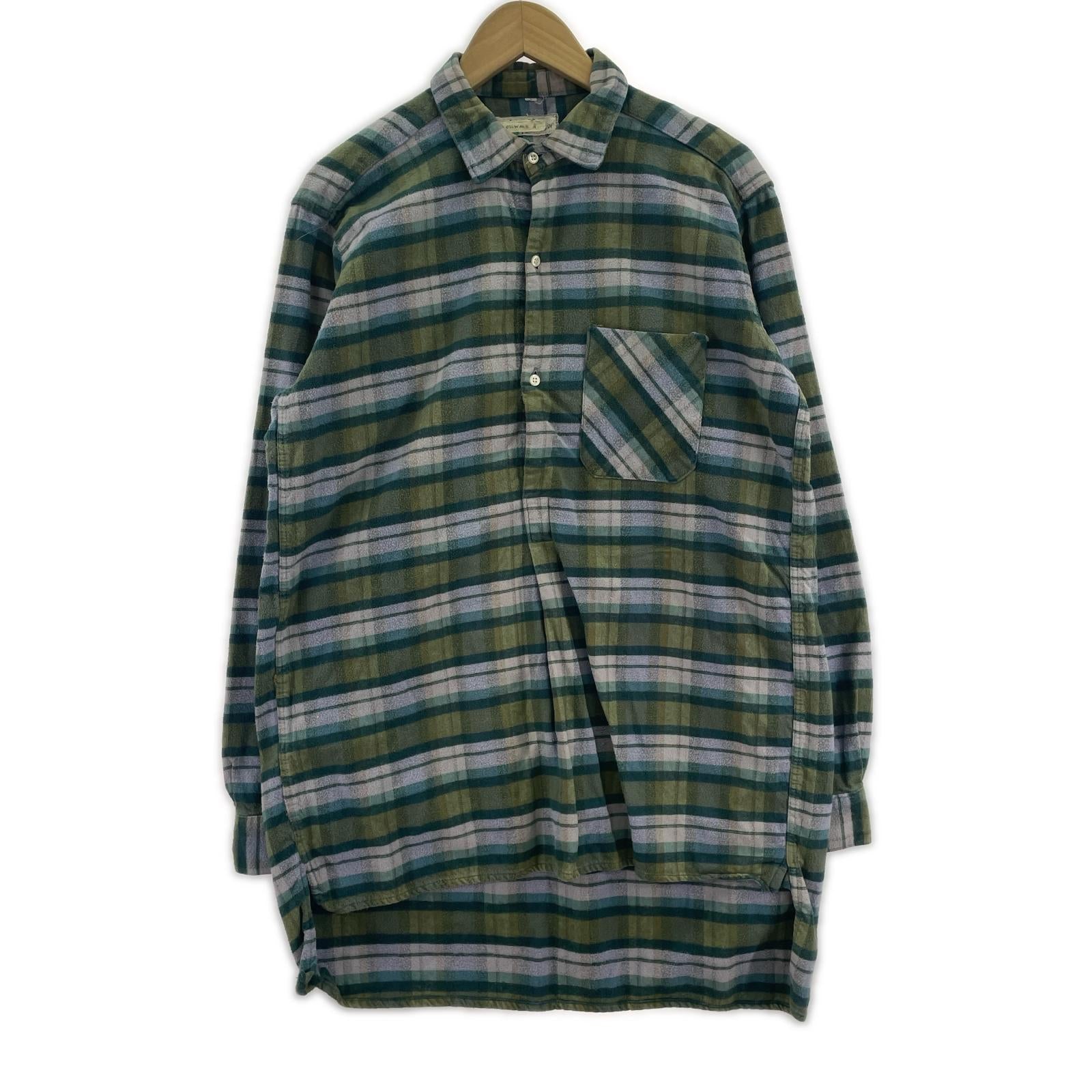 長袖シャツ 40s~50s/フレンチグランパシャツ/チェック/マチ付き グリーン