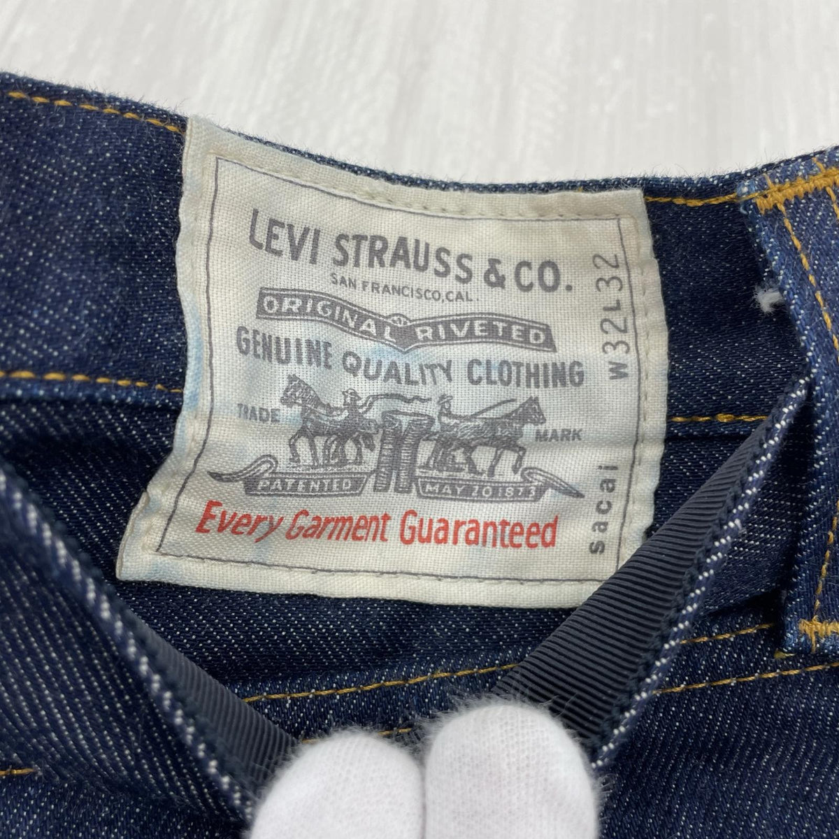 デニムパンツ ×sacai 25SS ﾜｲﾄﾞ ﾊﾞｷﾞｰﾃﾞﾆﾑ ﾍﾞﾙﾄ付 ネイビー
