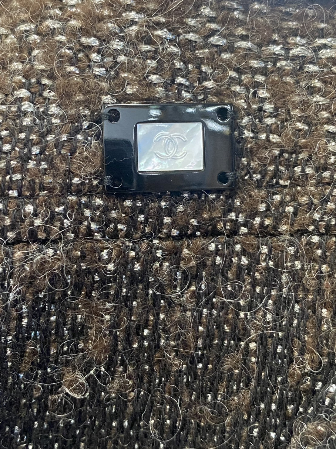 CHANEL ﾂｲｰﾄﾞｳｰﾙｽｶｰﾄ 茶 (36)