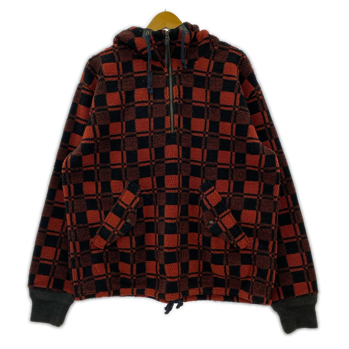 ジャケット RRL チェック柄 フリースアノラックパーカー L レッド L レッド